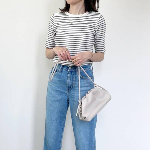 「絶妙丈」で「華奢見え」なの〜♡【ユニクロ】”ボーターT”は「腕が長く見える」！！