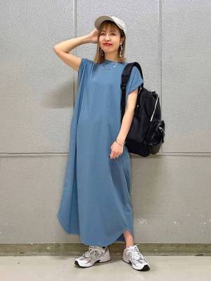 《着られてる感、ナシ！！》【グローバルワーク】低身長さんにおすすめ♡「カラーTワンピ」