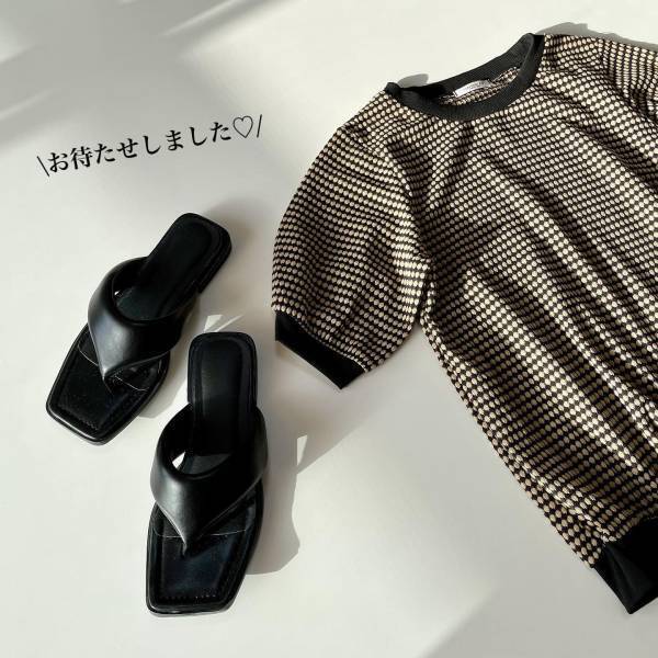こりゃ、「大当たり」だッ♡【GU】ぷくぷく感がたまらーん！！ 「黒サンダル」