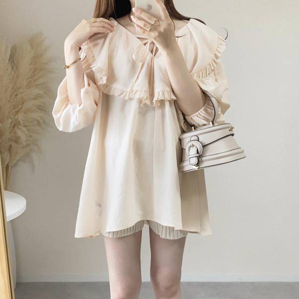 襟元カワイイ♡【Heather】着回し抜群！「フリルチュニック」