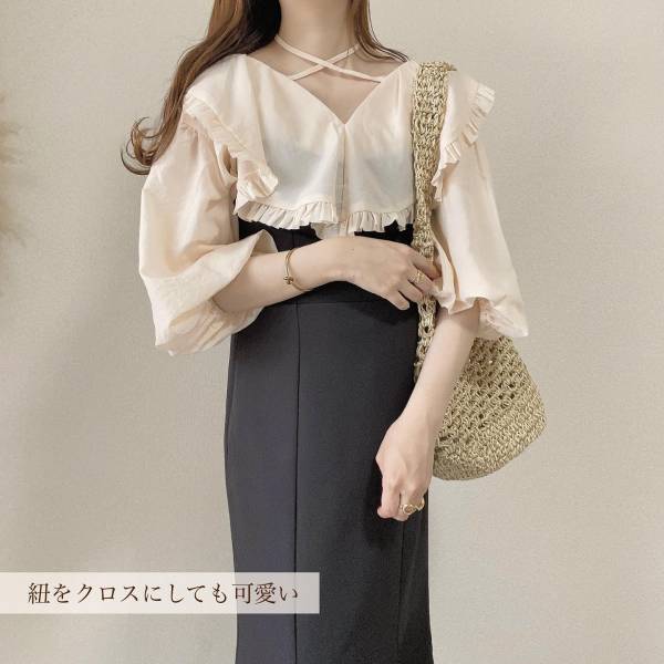 襟元カワイイ♡【Heather】着回し抜群！「フリルチュニック」