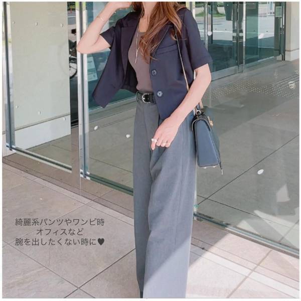 “「高見え」で「きちっと感」！！【GU】の”ハーフスリーブジャケット”は「夏にあると便利かも」“