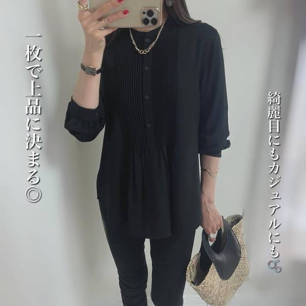 「洗濯してもシワになりにくい」の嬉しすぎ…！【ユニクロ】「一枚で上品お洒落」な”とろみブラウス”は肌触り◎