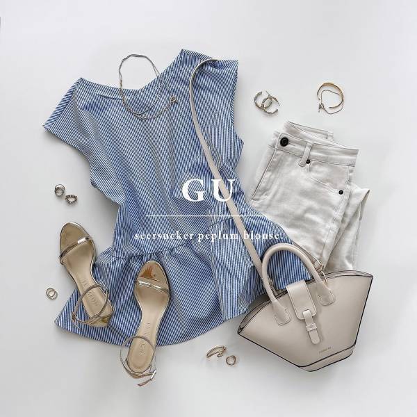 こんなの欲しかった！【GU】涼しげ素材の「ペプラムブラウス」