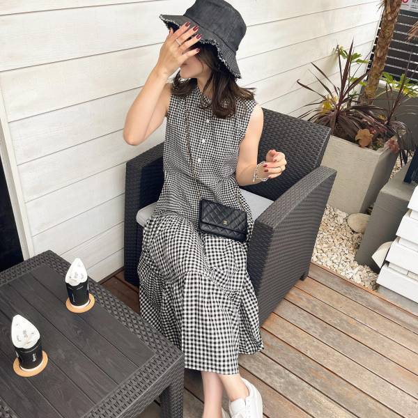 「スタイルアップ」したい人必見！！「足長効果抜群」【ユニクロ】”ギンガムチェックワンピ”がかわいい