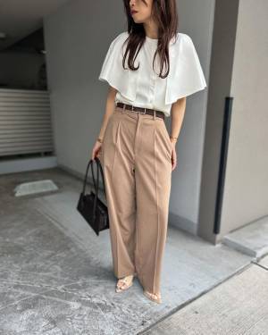 ＜バズりが止まらん♡＞【ユニクロ】真似したい！「タックワイドパンツ」コーデ術♡