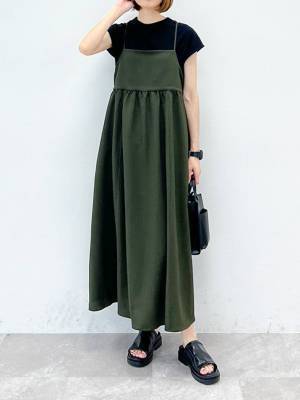 トレンドど真ん中キタッ♡【グローバルワーク】今っぽシルエット！「ポコポコキャミワンピ」