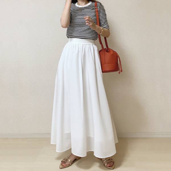 ボリューム感がほんっとに可愛い！！【GU】「着回し力」スゴッ！”ボリュームフレアロングスカート”コーデ特集
