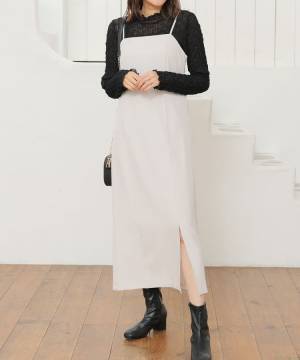 シンプルなのに大人っぽ♡【ハニーズ】着回し力、抜群だわ！！「上品キャミワンピ」