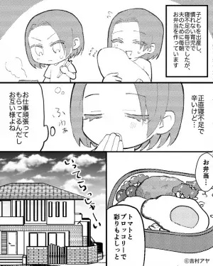 寝不足の中作った弁当に…夫「野菜入れないでくれない？」と一言。仕方なく応じるも【夫の酷な掌返し】で逆上寸前！！