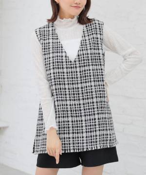 ねぇ、どんだけ可愛いんだよッ♡【ハニーズ】今買って秋冬まで活躍しそう！「ツイードベスト」