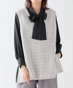 ねぇ、どんだけ可愛いんだよッ♡【ハニーズ】今買って秋冬まで活躍しそう！「ツイードベスト」