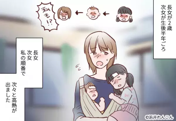 2人の娘と妻が『次々と高熱を出す』事態に！？必死で家事をこなす中→夫が【休日に向かった場所】に怒り爆発！！