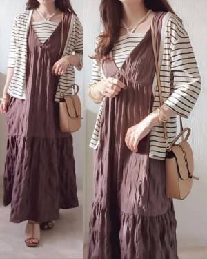 結局【しまむら】って最高♡ キレイめさんにも相性◎「キャミ付きボーダーカーデ」