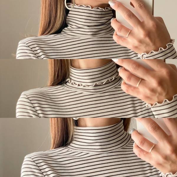 「ボーダー」が新トレンド！【GU】の新作「ソフトリブタートルネックT」で秋コーデをアップデート♪