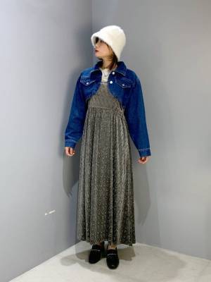 思わず自慢したくなる♡【JEANASIS】着るだけで一気に秋めく♡「ベロアキャミワンピ」