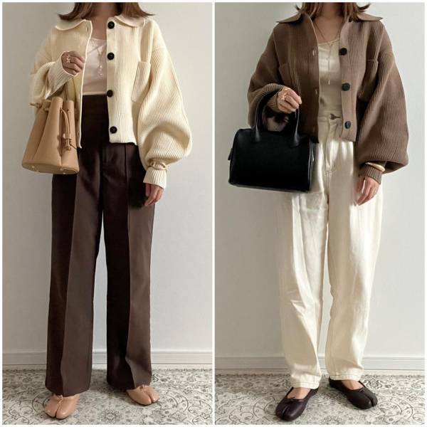 「たぽん袖」が可愛すぎて即買い！【しまむら】1969円で手に入る”襟付きニットカーデ”で秋支度