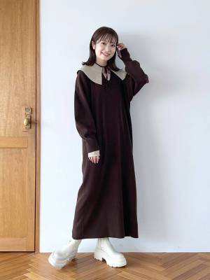 この可愛さ、たまらんッ！【ローリーズファーム】秋っぽカラーが上品♡「ロングワンピ」