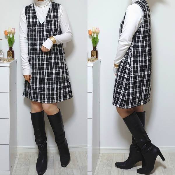 【しまむら】で見つけた「秋冬の定番」ツイード＆チェック柄の「2189円」お得ワンピース！♡
