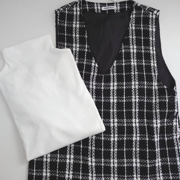 【しまむら】で見つけた「秋冬の定番」ツイード＆チェック柄の「2189円」お得ワンピース！♡