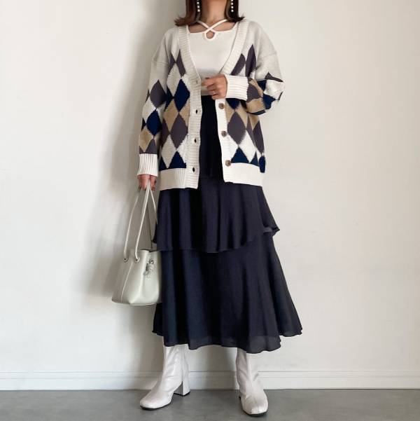 「立体的」なのが「可愛すぎ」♡【しまむら】”アーガイル柄ニットカーデ”が「着映え間違いなし」