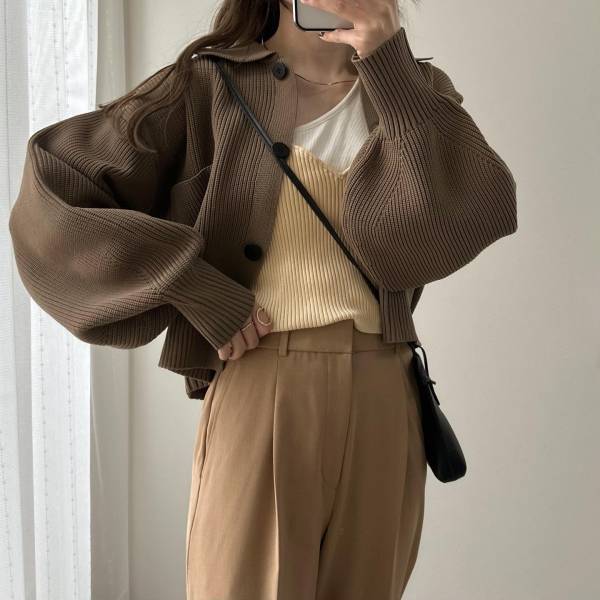 しまらーが一目惚れ♡ 【しまむら】ぽわん袖でこなれ感抜群！「襟付きカーデ」