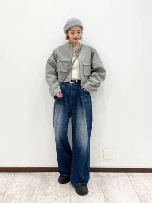 シルエット最ッッッ高♡【ジーナシス】脚長効果も叶う！「デニムワイドパンツ」