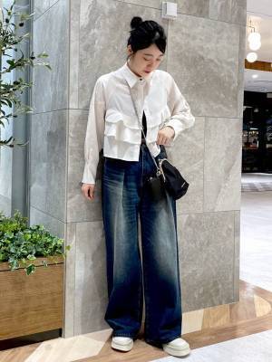 シルエット最ッッッ高♡【ジーナシス】脚長効果も叶う！「デニムワイドパンツ」