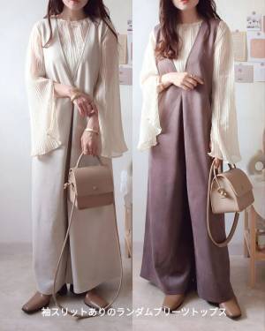 こりゃ褒められるわ♡【しまむら】淡色コーデにもハマる！ 「秋っぽサロペ」