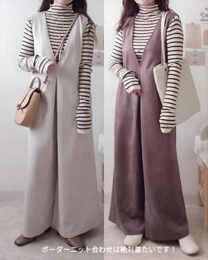 こりゃ褒められるわ♡【しまむら】淡色コーデにもハマる！ 「秋っぽサロペ」