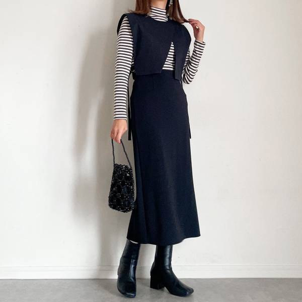 【無印良品】1290円の「ボーダーハイネックT」が超万能！グレーで今年っぽさプラス♪