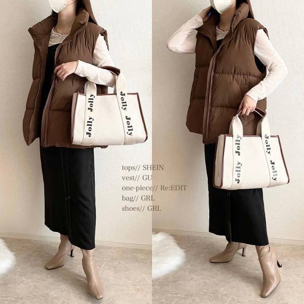 やっぱ「ブラウン」が可愛い♡【GU】万能アイテム「ダウンベスト」