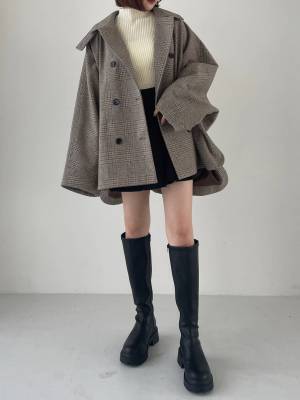 1枚でおしゃれ見え♡【Heather】ポンチョシルエットが可愛い♡「ケープコート」