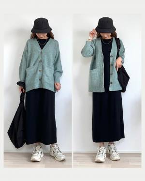 「とにかく着回し力抜群」で「ちょっとオーバーサイズで着る」のがさらに可愛い♡【GU】“ニットカーディガン”