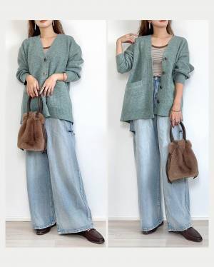 「とにかく着回し力抜群」で「ちょっとオーバーサイズで着る」のがさらに可愛い♡【GU】“ニットカーディガン”