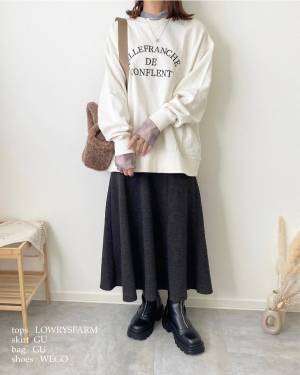 ＜完売 → 再入荷！！＞【GU】に急げーッ！！重ね着に大活躍♡「シアープリントT」