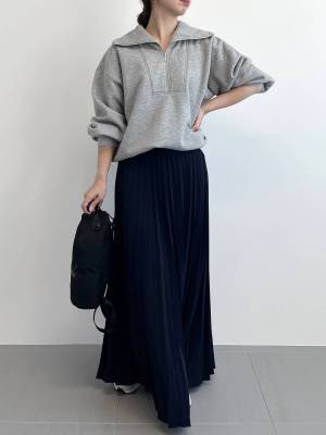 スウェットもニットも！ 実はコーデの幅広がる♡【人気ハーフジップトップス】