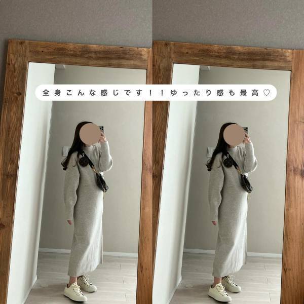 最近の【GU】「高見えしすぎ」！！お腹周りもゆったり楽ちんで「めちゃんこ可愛い」”ニットワンピース”の虜♡