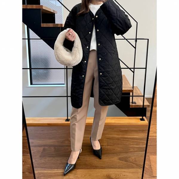 ＜この時期大活躍！＞「カーキ×ブラックは相性ピッタリ！」【ZARA】“キルティングアウター”おしゃれコーデ