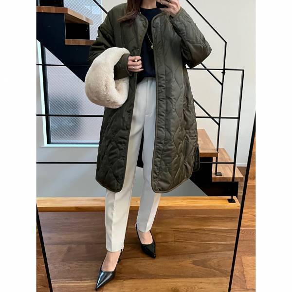 ＜この時期大活躍！＞「カーキ×ブラックは相性ピッタリ！」【ZARA】“キルティングアウター”おしゃれコーデ