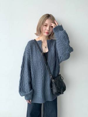 ぽわん袖が絶妙ッ！！【PAGEBOY】360度どこから見ても可愛い♡「ケーブルニット」