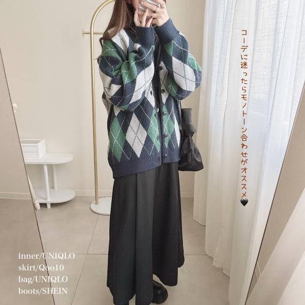 もっちりふわふわ♡【GU】カラー配色が可愛い！「アーガイルカーデ」