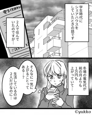 【電気代が…1万円増！？】シェアハウス時、『ハウスメイトのせい』で請求が高額に！⇒しかし…支払い時”ありえない提案”をされ関係に亀裂が…
