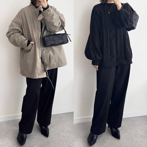 「やっぱりグレーが出番多かった」♡♡【ユニクロ】「年中使える」“タックワイドボトムス”コーデ紹介