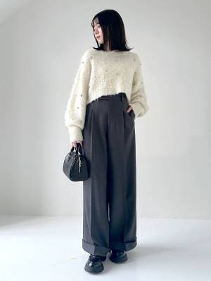 デート服にも♡ 一点投入でキラッと華やか！ 大人可愛い【ビジューニット】