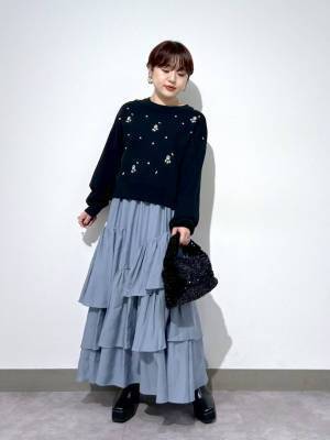 デート服にも♡ 一点投入でキラッと華やか！ 大人可愛い【ビジューニット】