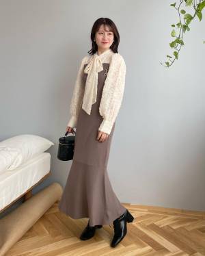 スタイルアップ効果抜群！これ１枚で着映え♡【ドッキングワンピ】