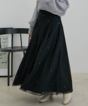 ハイッ！即おしゃれ♡【ViS】ブラックでも華やか！「主役級スカート」