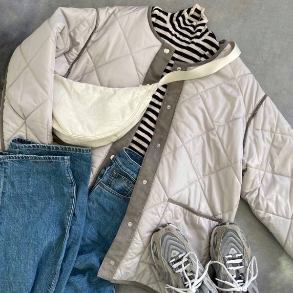 「高見えで洗練された印象に」トレンドグレーが大人見え！”キルティングジャケット”