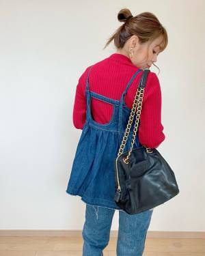 前からも後ろからも「可愛いんだなぁ」♡♡【しまむら】「ほんまに高見え」“デニムビスチェ”コーデ集